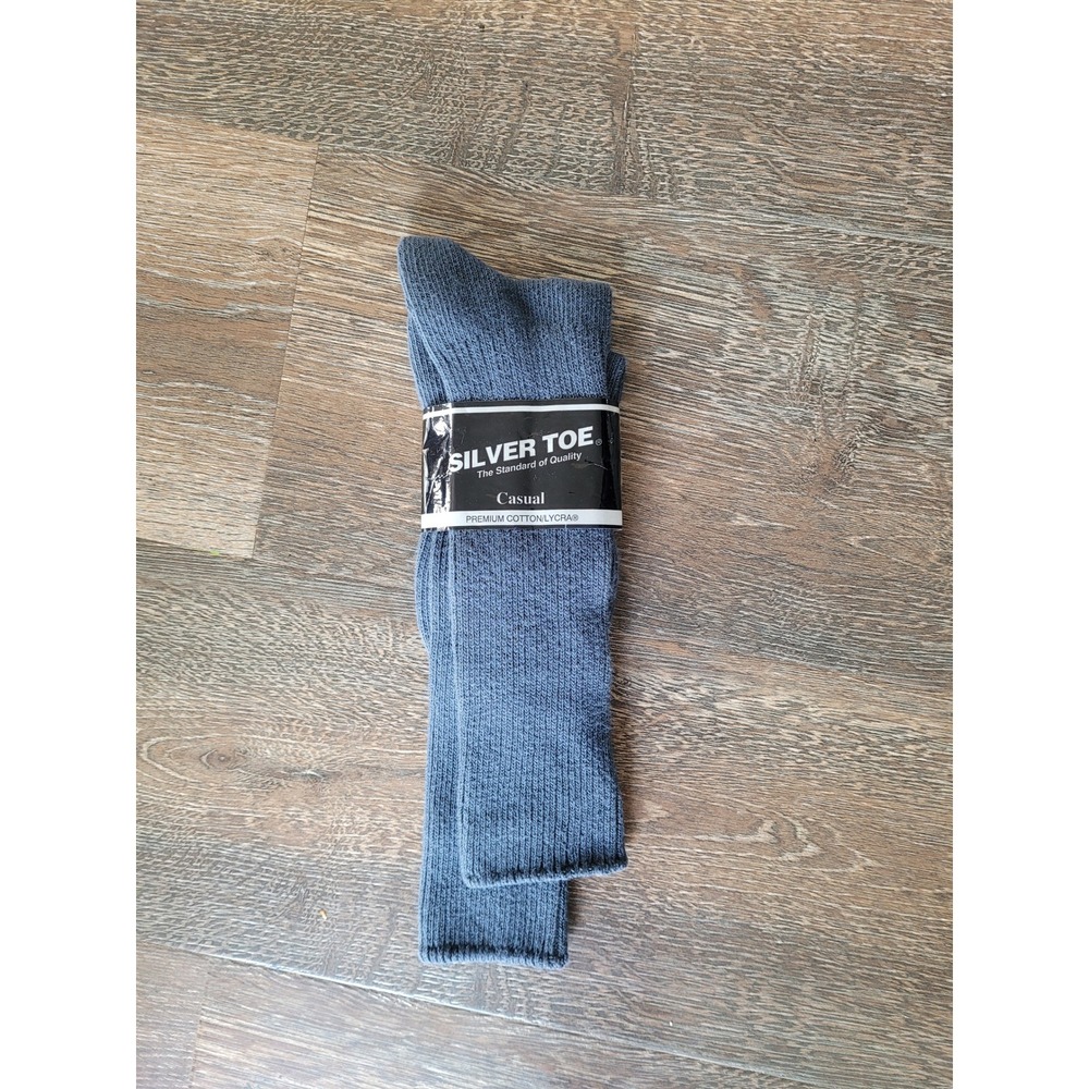 Silver Toe Mens Casual Socks Blue Premium Cotton Lycra Size 6 1/2-12 #2/14